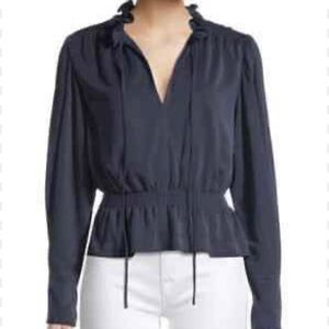 Rebecca Taylor silk blue long sleeve blouse